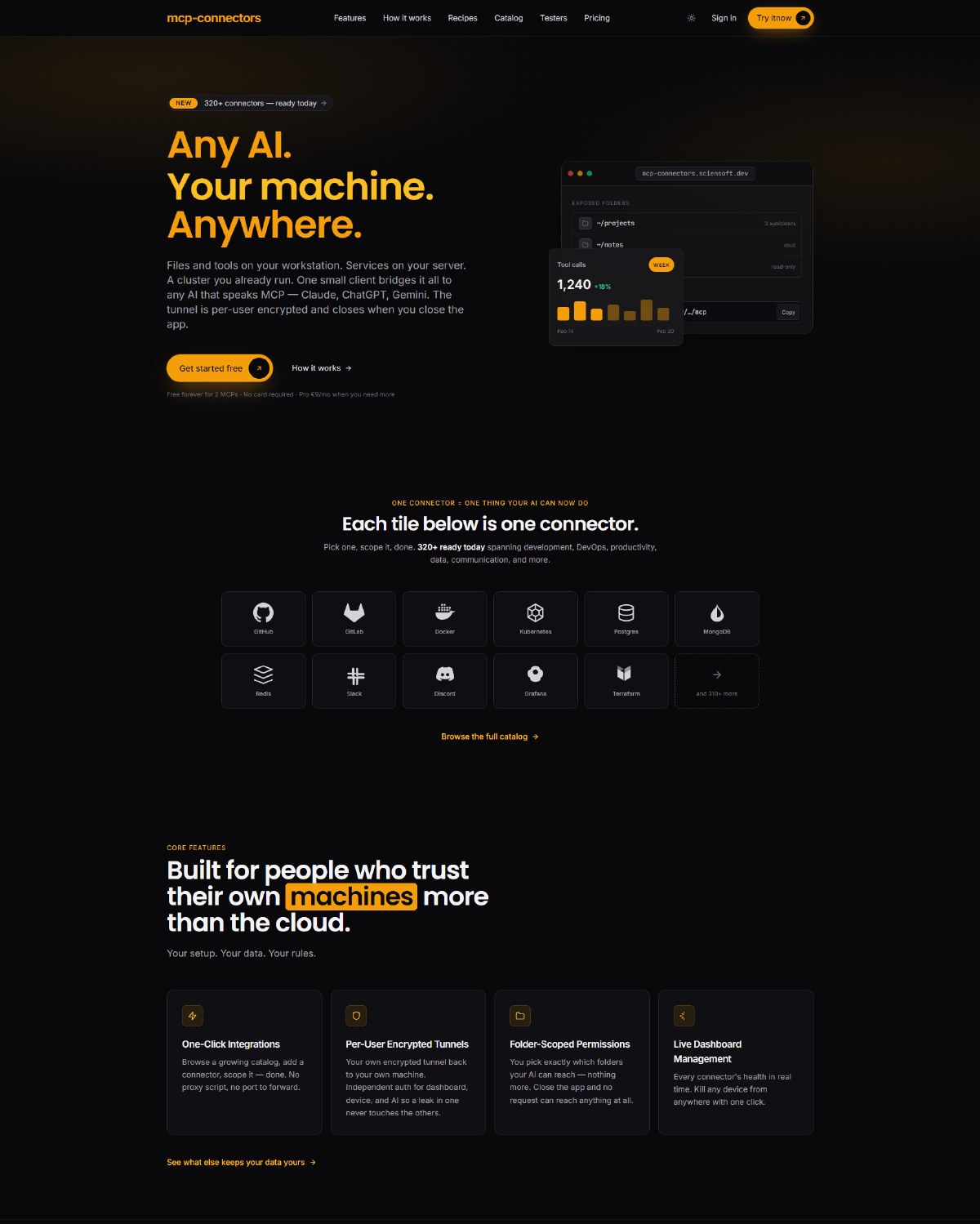 mcp-connectors, a product of mine — any AI, your machine, anywhere